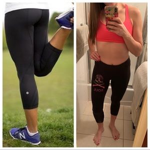 Lululemon x SoulCycle Inspire Crops Logo Black Running Tights Size 6